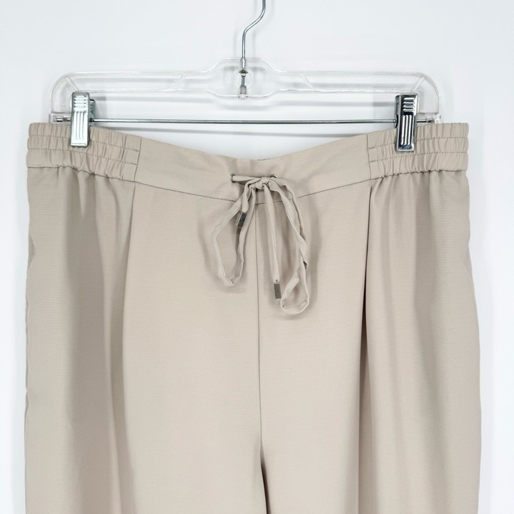 ZARA Flowy Ankle Pants Drawstring Tapered Leg Relaxed Fit Cream/Ivory Size L - Picture 5 of 13